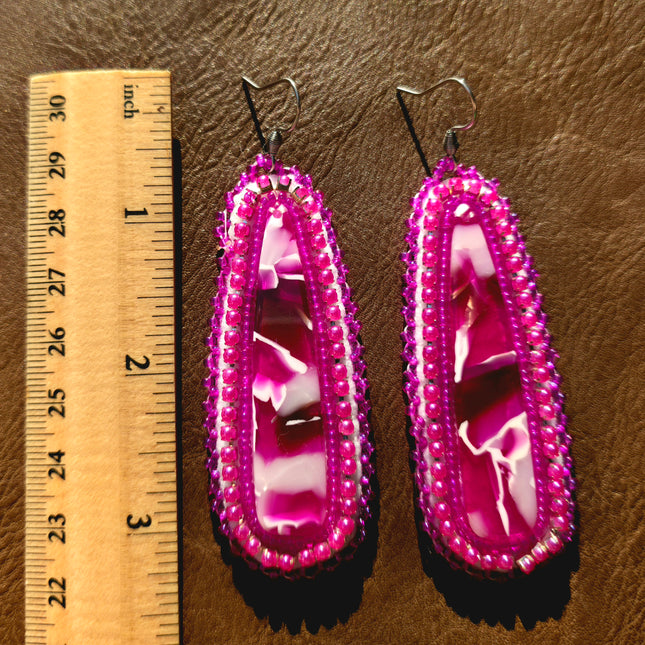 Purple Oblong Beaded Earrings