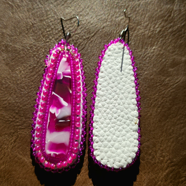 Purple Oblong Beaded Earrings