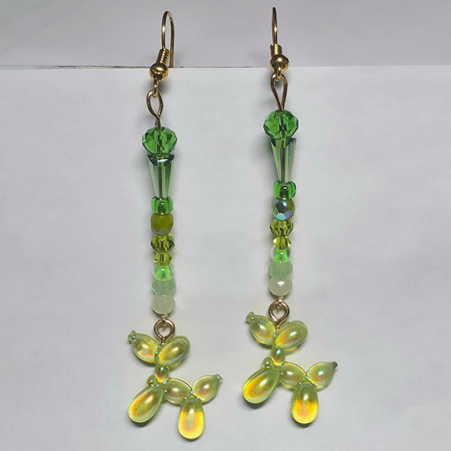 Green Balloon Dog Stick Earrings
