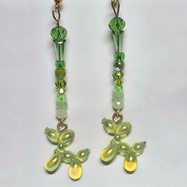 Green Balloon Dog Stick Earrings