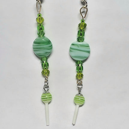 Green Lollipop Stick Earrings