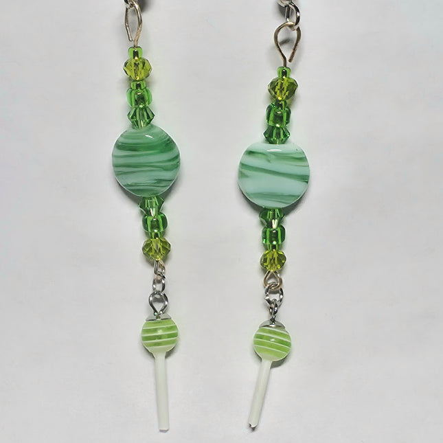 Green Lollipop Stick Earrings