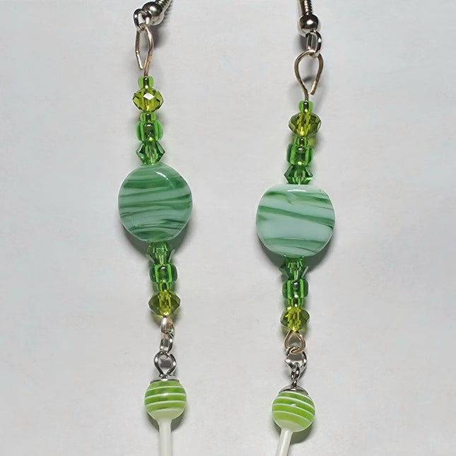 Green Lollipop Stick Earrings