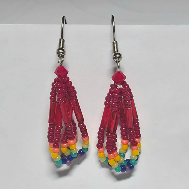 Maroon Small Loop Earrings