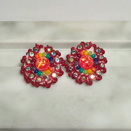 Maroon Stud Earrings