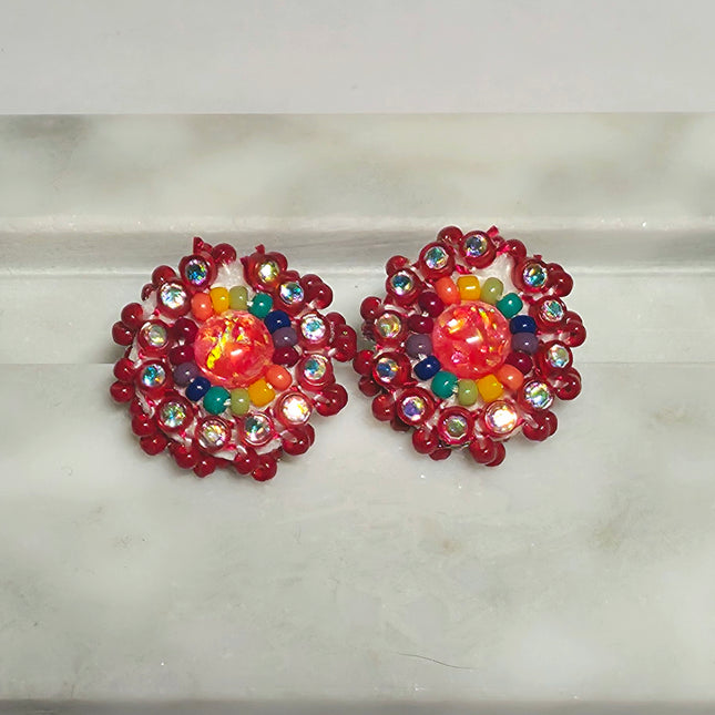 Maroon Stud Earrings