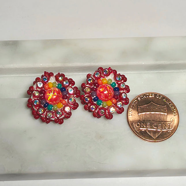 Maroon Stud Earrings