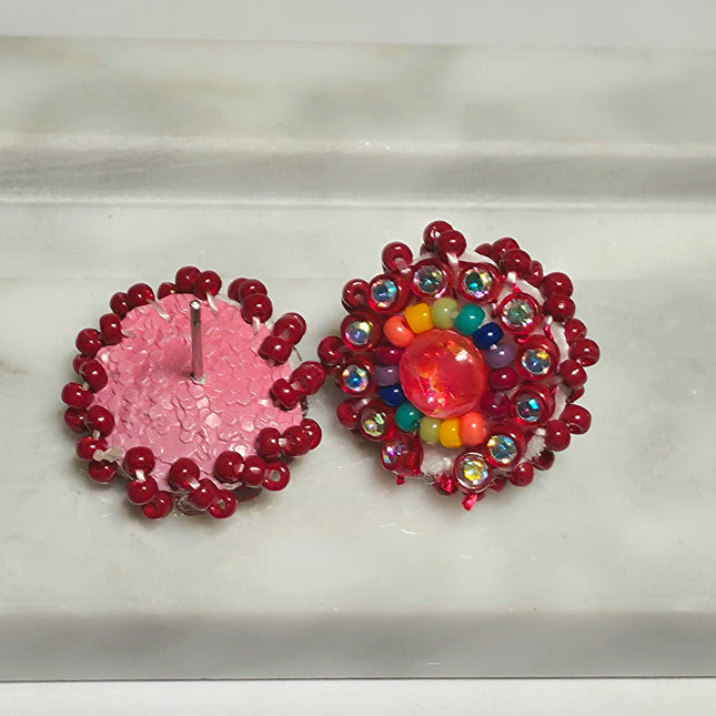 Maroon Stud Earrings