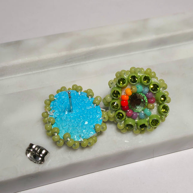 Lime Green Stud Earrings