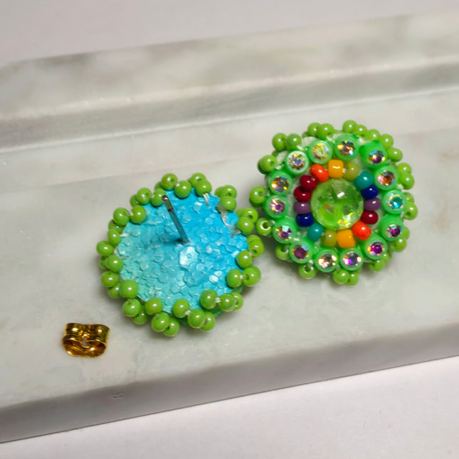 Neon Green Stud Earrings