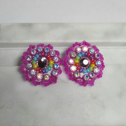 Neon Purple Stud Earrings