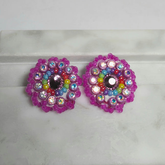 Neon Purple Stud Earrings