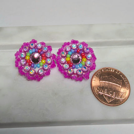 Neon Purple Stud Earrings