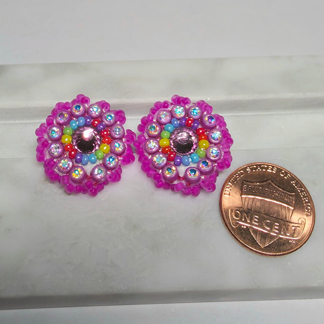 Neon Purple Stud Earrings