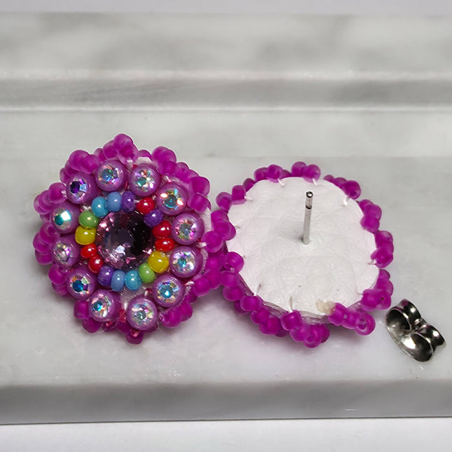 Neon Purple Stud Earrings