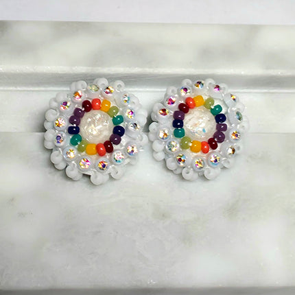 White Stud Earrings
