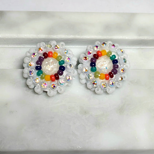 White Stud Earrings