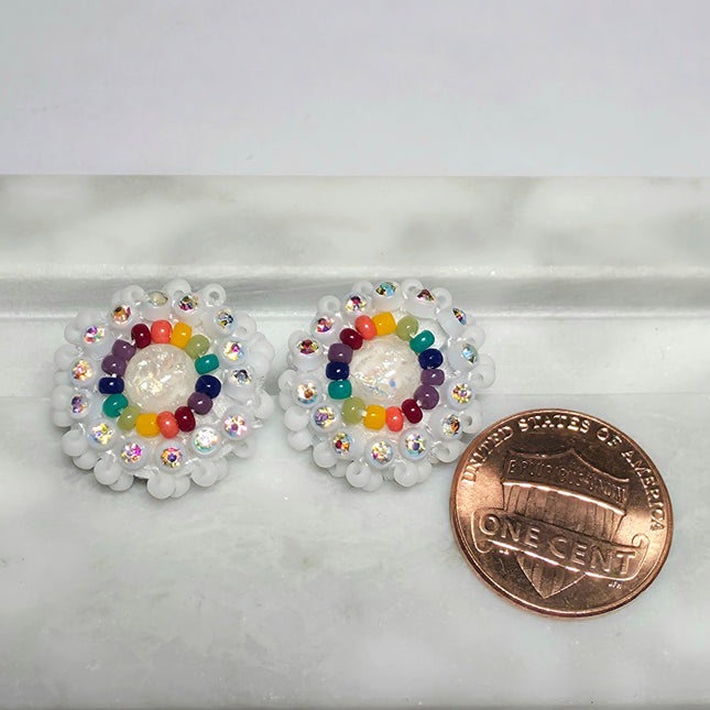 White Stud Earrings