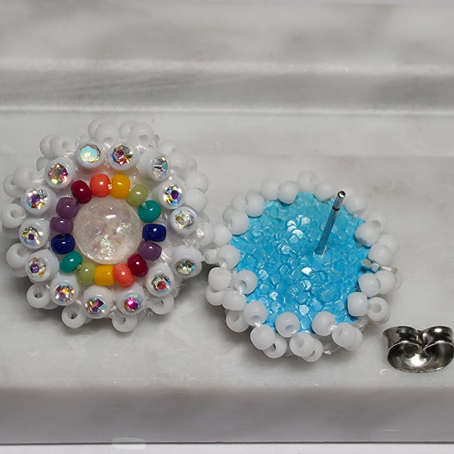 White Stud Earrings