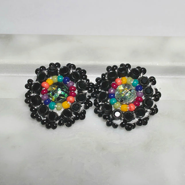 Rainbow Black Stud Earrings