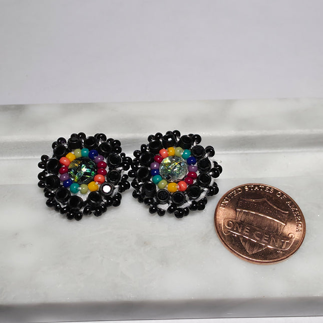 Rainbow Black Stud Earrings