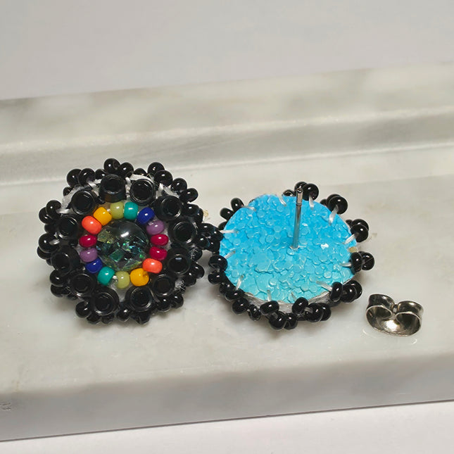 Rainbow Black Stud Earrings