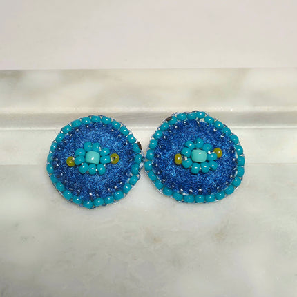 Navy Floral Stud Earrings