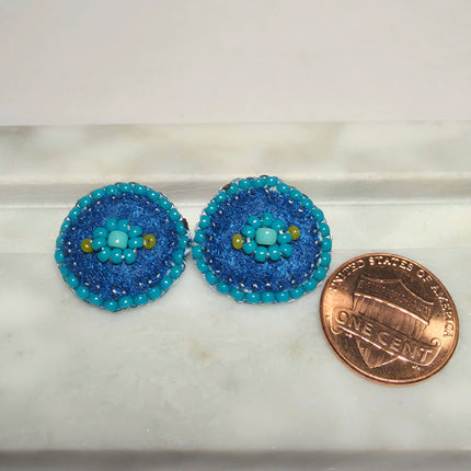 Navy Floral Stud Earrings