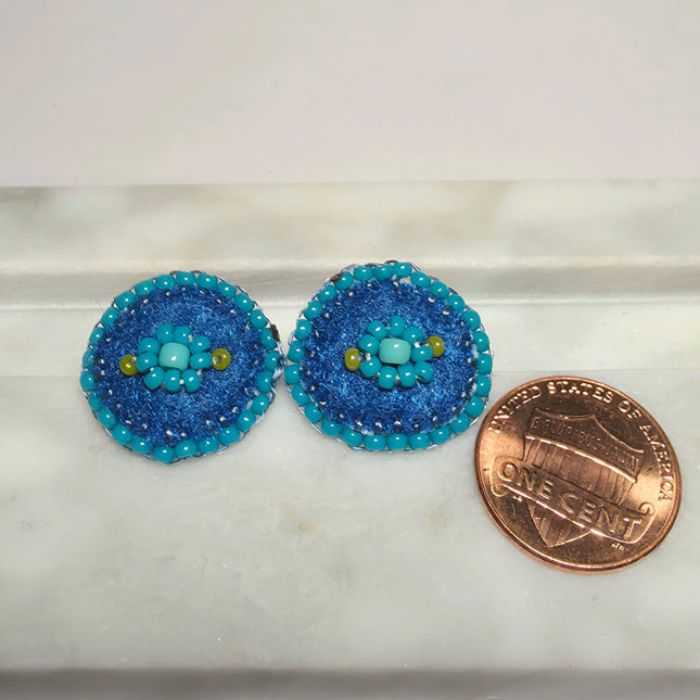 Navy Floral Stud Earrings