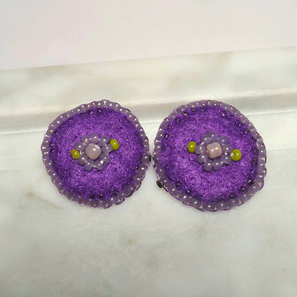 Purple Floral Stud Earrings