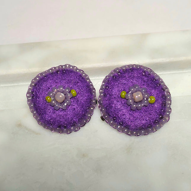Purple Floral Stud Earrings