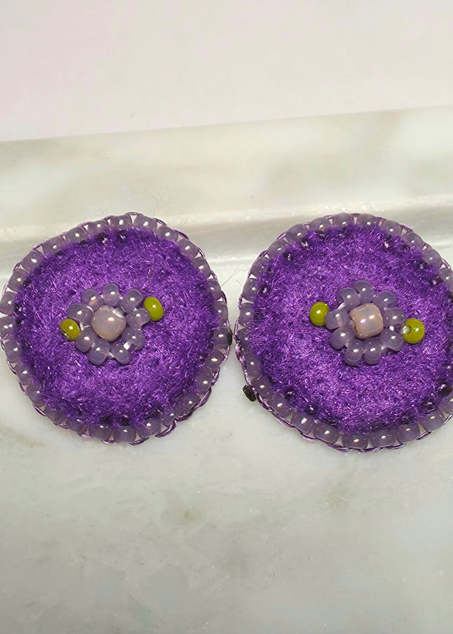 Purple Floral Stud Earrings
