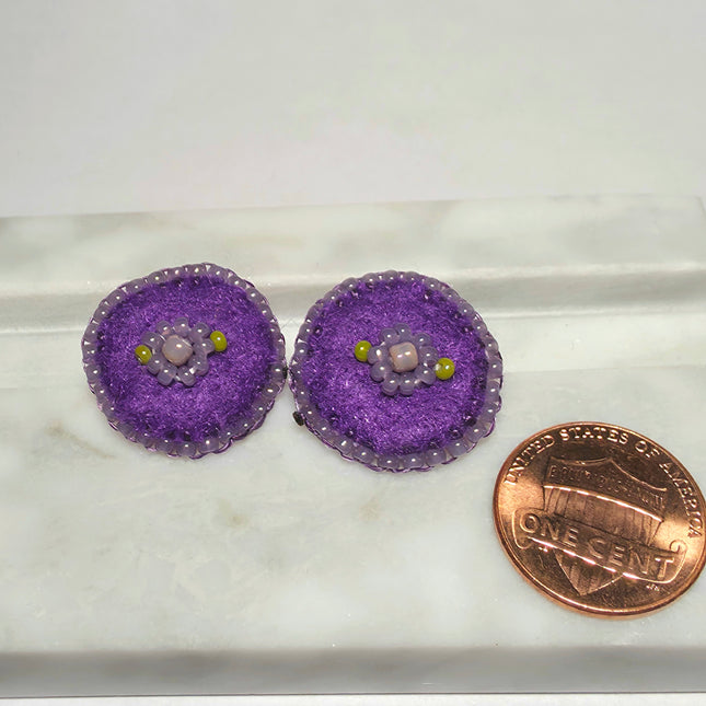Purple Floral Stud Earrings
