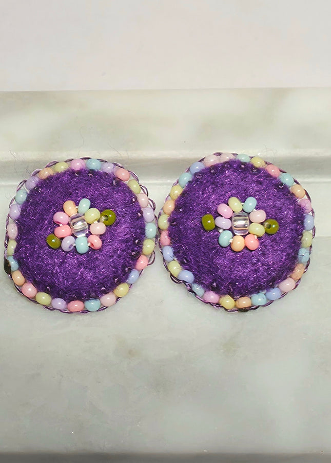 Rainbow Purple Floral Stud Earrings