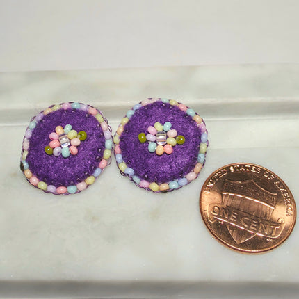 Rainbow Purple Floral Stud Earrings
