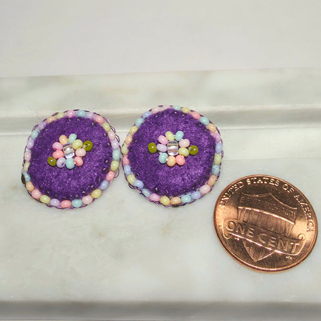 Rainbow Purple Floral Stud Earrings