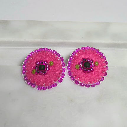Pink Floral Stud Earrings
