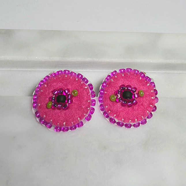 Pink Floral Stud Earrings