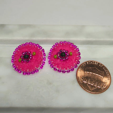 Pink Floral Stud Earrings
