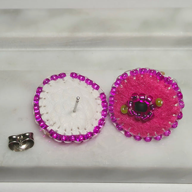 Pink Floral Stud Earrings